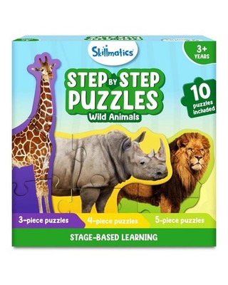 Skillmatics Step by Step Puzzle - 40 Piece Wild Animal Jigsaw Puzzle,