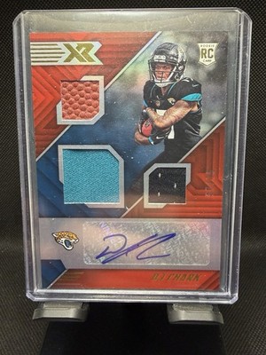 2018 Panini XR Triple Swatch Red 57/75 DJ Chark Jr #183 Rookie Auto RC 8k4
