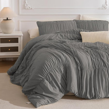 Grey Oversized King Comforter - Vintage Rustic Boho Bedding 120x120