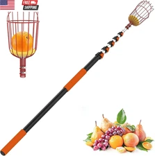 SISIUPASSIE 30FT Reach Fruit Picker, Apple Picker Pole with Basket Telescoping T