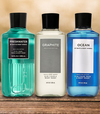 Men's Bath Body Works FRESHWATER GRAPHITE OCEAN 3-in-1 Body Wash NEW Bundle