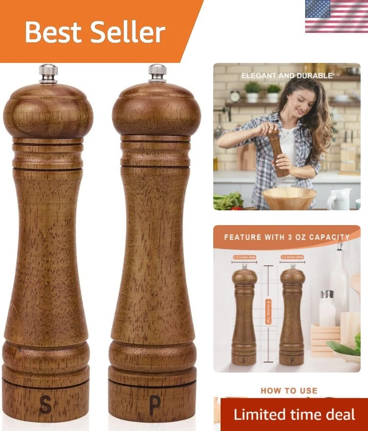 Wood Salt and Pepper Grinder Set, Salt Mill Pepper Grinder Set, Pepper Mill, ...