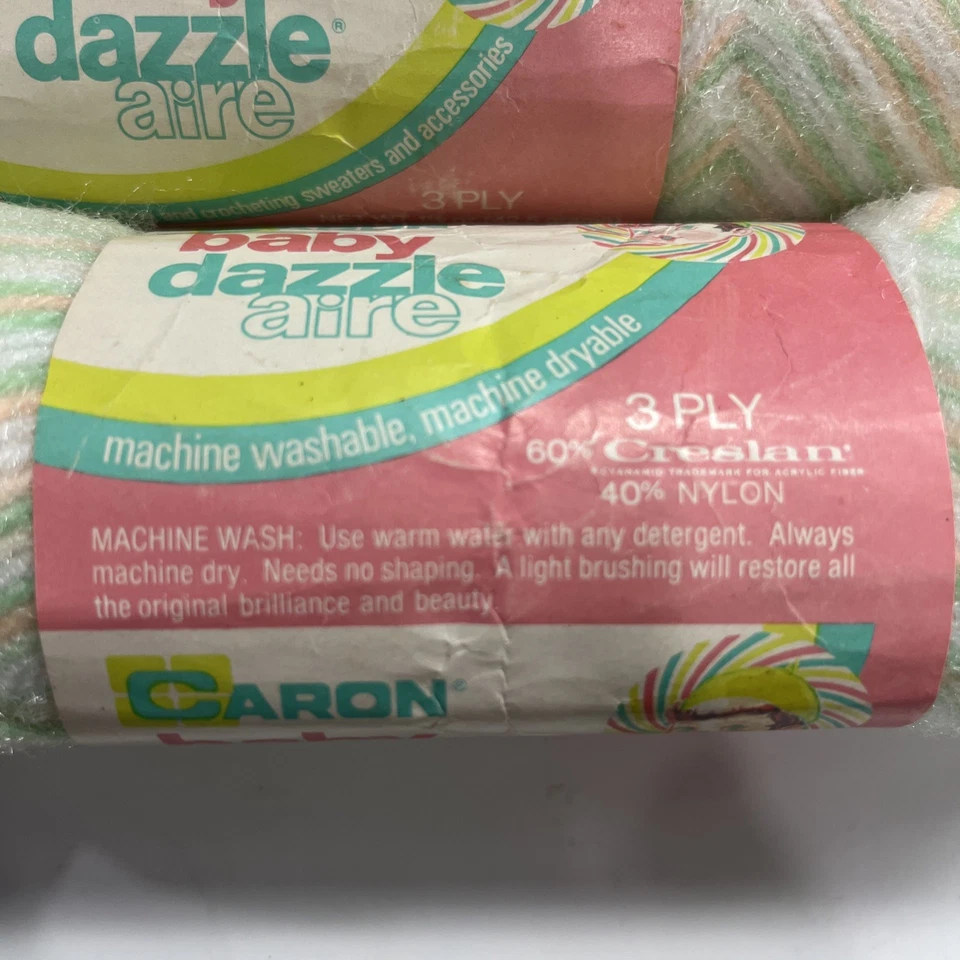 Lote 4-Vtg. Caron Dazzleaire 1 1/2 OZ/ 3 capas bebé arco iris ombre hilo color 22710 Foto 4 de 4