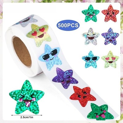 500 Stück White Star Paster Rolle 25 cm breit für Klassenzimmer Belohnung und