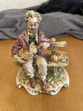  Capodimonte vintage figure of  'Old man on bench’ made in Italy 