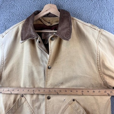 VTG Woolrich Blanket Lined Leather Collar Chore Barn Coat Made In