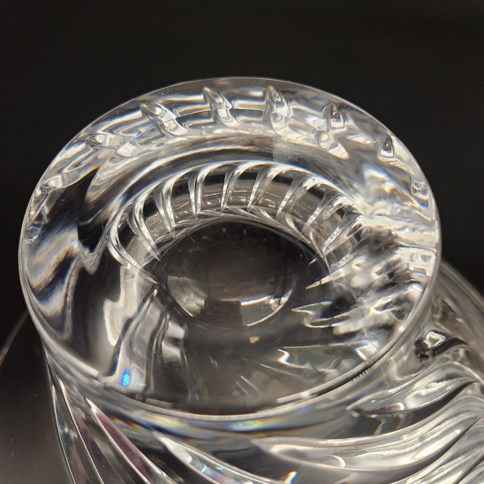 Vtg Louise Kennedy for Tipperary Large Cut Crystal Bowl Swirl Aurora Pattern 11"