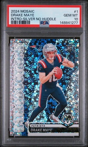 2024 Panini Mosaic Introductions Drake Maye Silver No Huddle PSA 10 GEM MINT