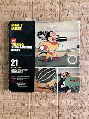 Vintage GAF Talking View-Master Reels Mighty Mouse Set #21 w/ Sound Booklet