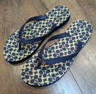 Coach Women SZ 9-10 Signature C Blue Tan Thong Bow Flip Flops Sandals — photo 2