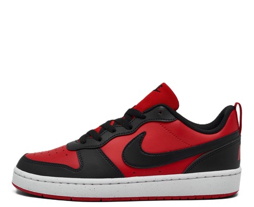 Nike Court Borough Unisex Donna Ragazzo Scarpe Sportive Basse Nero Rosso Nuova - Foto 1 di 6