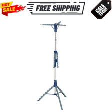 Mainstays 2 Tier Tripod Hanging Clothes Drying Rack Blue Silver Steel