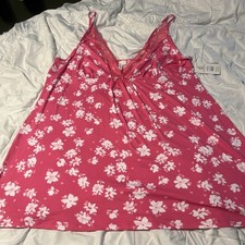 Joyspun Women  s Plus Surf Pink Lace Front Knit Chemise Size 2X 18W-20W NEW