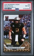 Graded 2025 Bowman U Now Diego Pavia #31 FoilFractor 1/1 RC Football Card PSA 8