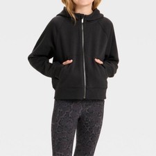 Girl  s All In Motion Active Comfort Full Zip Hoodie Jacket Black XS 4/5 NEW 