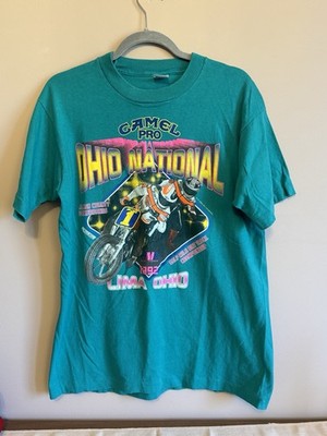 Vintage Camel Pro Indy Mile 1992 Motorcycle Racing Dirtbike Shirt L 90s USA Teal