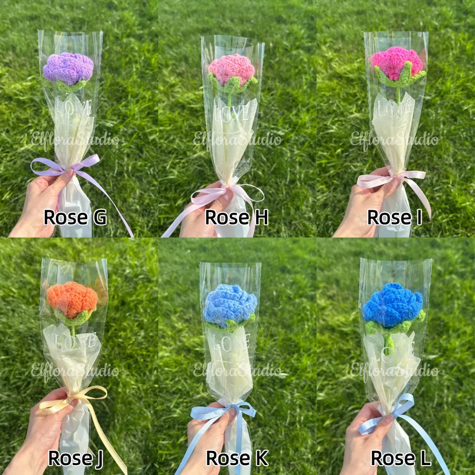 Ramo de flores de ganchillo - Rosas de hilo hechas a mano, tulipanes, peonías y más Foto 4 de 4