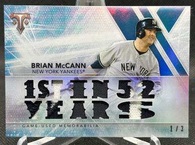  2015 Topps Triple Threads GAME USED JERSEY PATCH SP Brian McCann YANKEES 1/3!