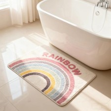 Rainbow Bathroom Rugs Mat 31.5x19.7 Inch Non Slip Washable Soft Bath Carpet
