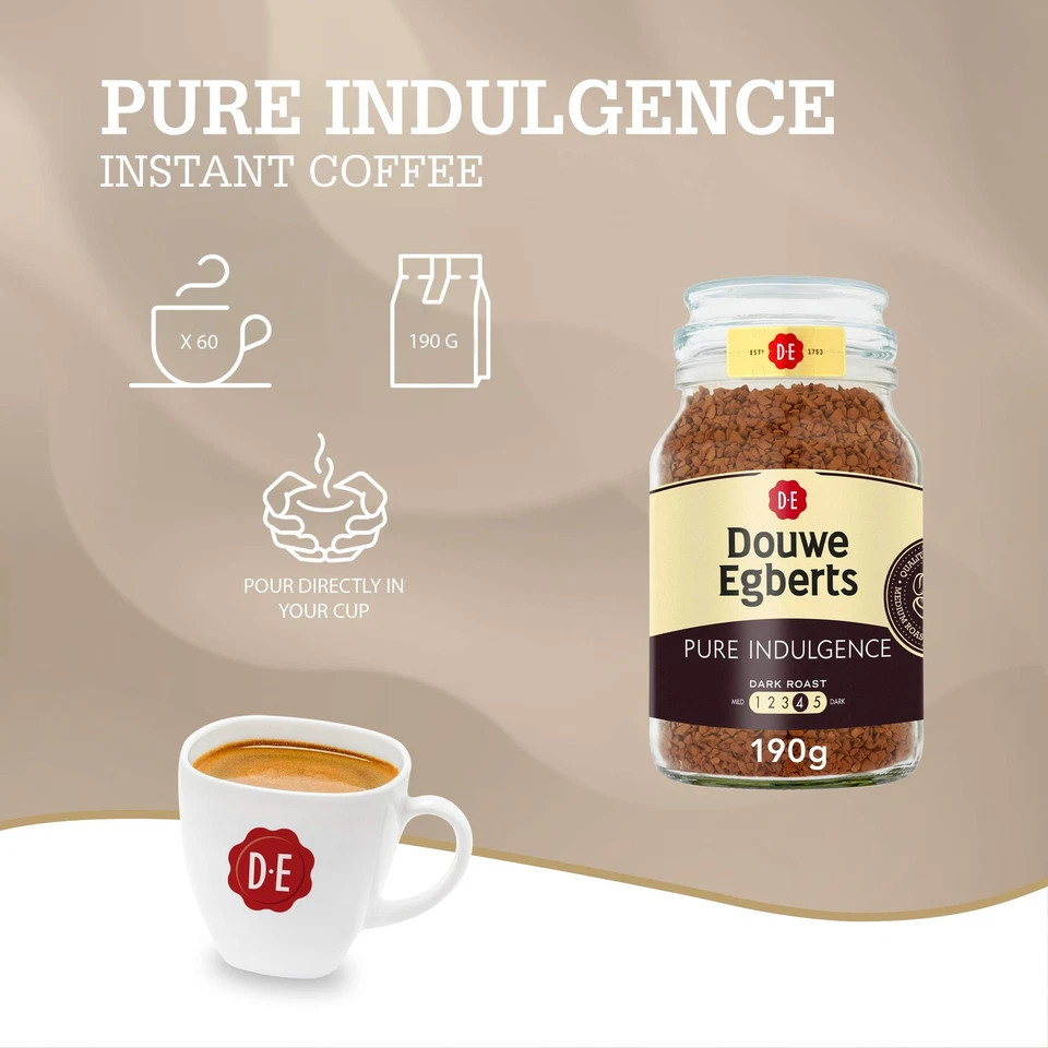 Café instantáneo Douwe Egberts Pure Indulgence en tarro, tostado oscuro, 7,05 onzas, 200 Foto 4 de 4