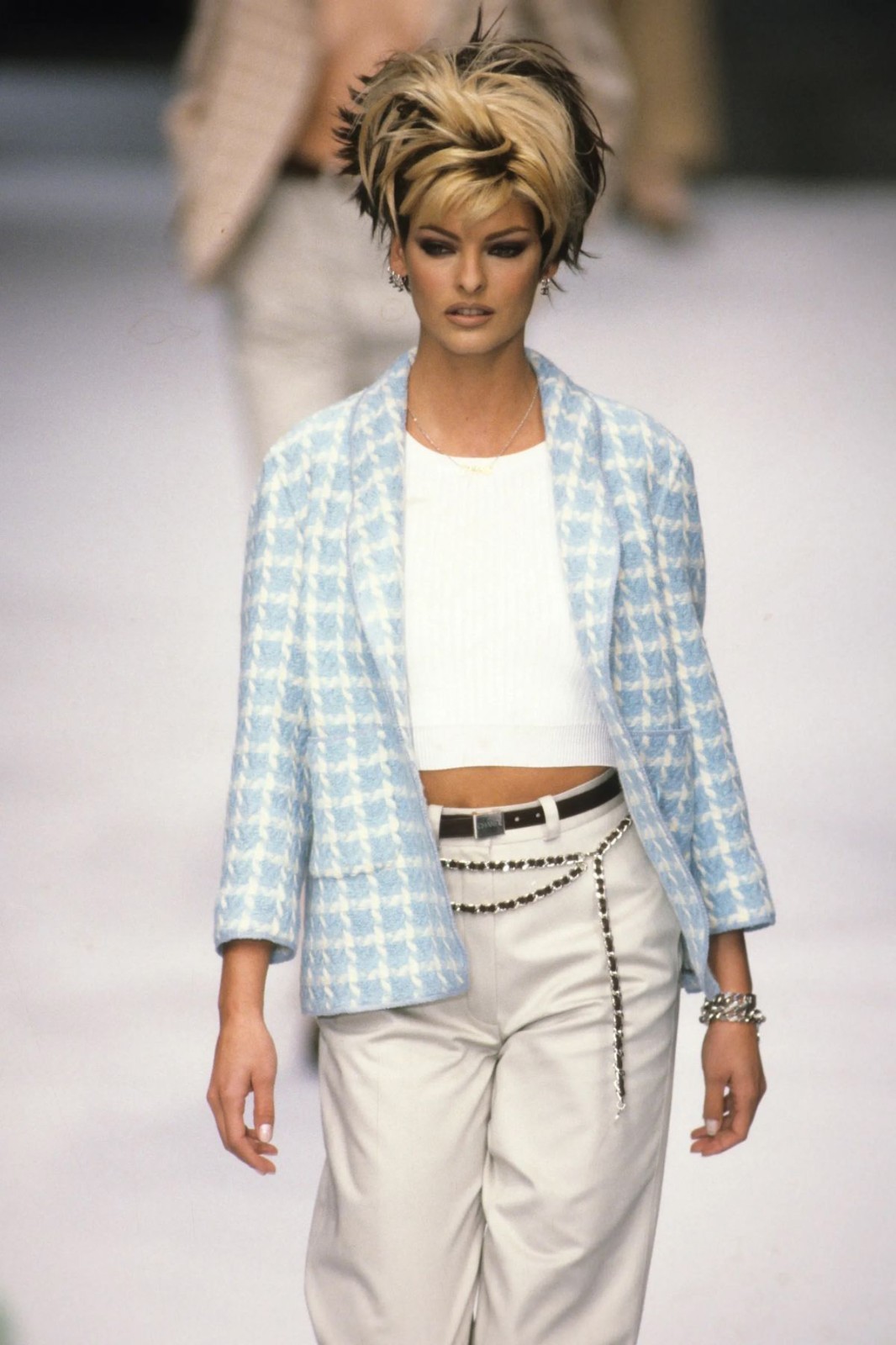 Chanel Vintage S/S 1996 Sky Blue Plaid 96P Tweed Jacket image 2