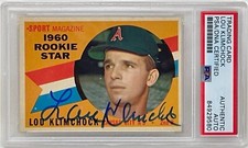 Lou Klimchock Signed 1960 Topps Kansas City A's MLB Rookie Baseball Card 137 PSA