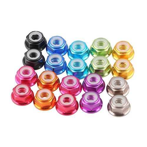 Multi-Color Aluminum Flange Lock Nuts | Self-Locking Nylon Insert | M2-M8 - Picture 5 of 86