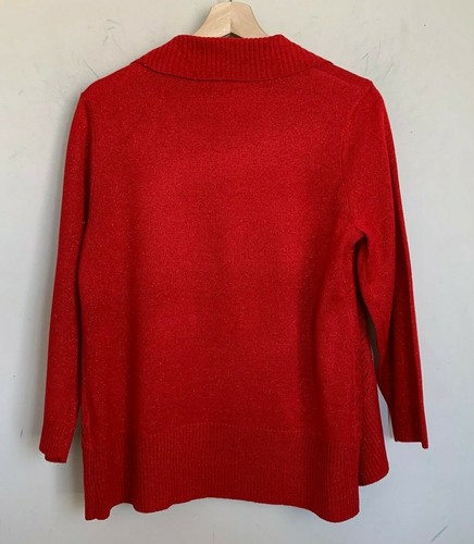 Laura Scott Sweater Tank Pullover Knit Red Rhinestone Metallic One Piece Size MP - Picture 2 of 6