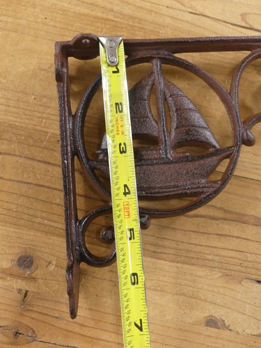 12 CAST IRON ANTIQUE STYLE SAIL BOAT NAUTICAL BRACKETS GARDEN BRACES SHELF RUST - Picture 5 of 7