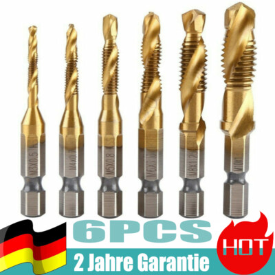 6,35mm Bohrer mit Gewindeschneider Bit Metall M3-M10 Sechskant 1/4'' Hex Shank
