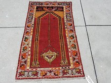 3x5ft. Semi Antique Turkish Konya Village Wool Prayer Rug