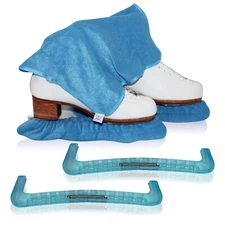 CRS Cross skate Guards,Soakers &towel Gift BRACKET BLUE Figure skating ice skate
