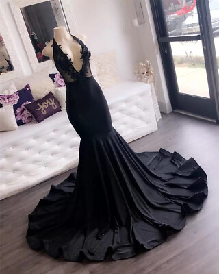 Sexy Black Mermaid Evening Dresses Deep V Neck Lace Formal Party Prom Gowns | eBay Sexy Black Mermaid Evening Dresses Deep V Neck Lace Formal Party Prom Gowns | eBay