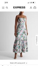 new EXPRESS floral print square neck tiered maxi dress s small