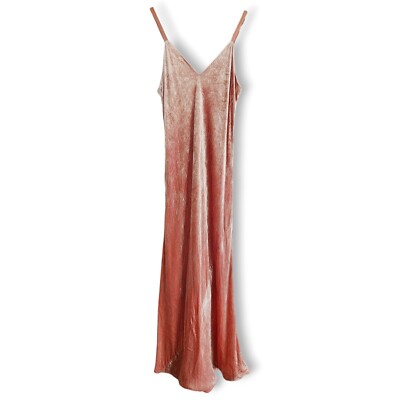 pink velvet slip dress A.L.C. ALC Annex Pink Peach Velvet V Neck Long Slip Dress Size 4