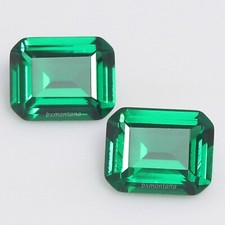 Natural MUZO Colombian Green Emerald Certified 7x5 MM Emerald Pair AAA Gemstone