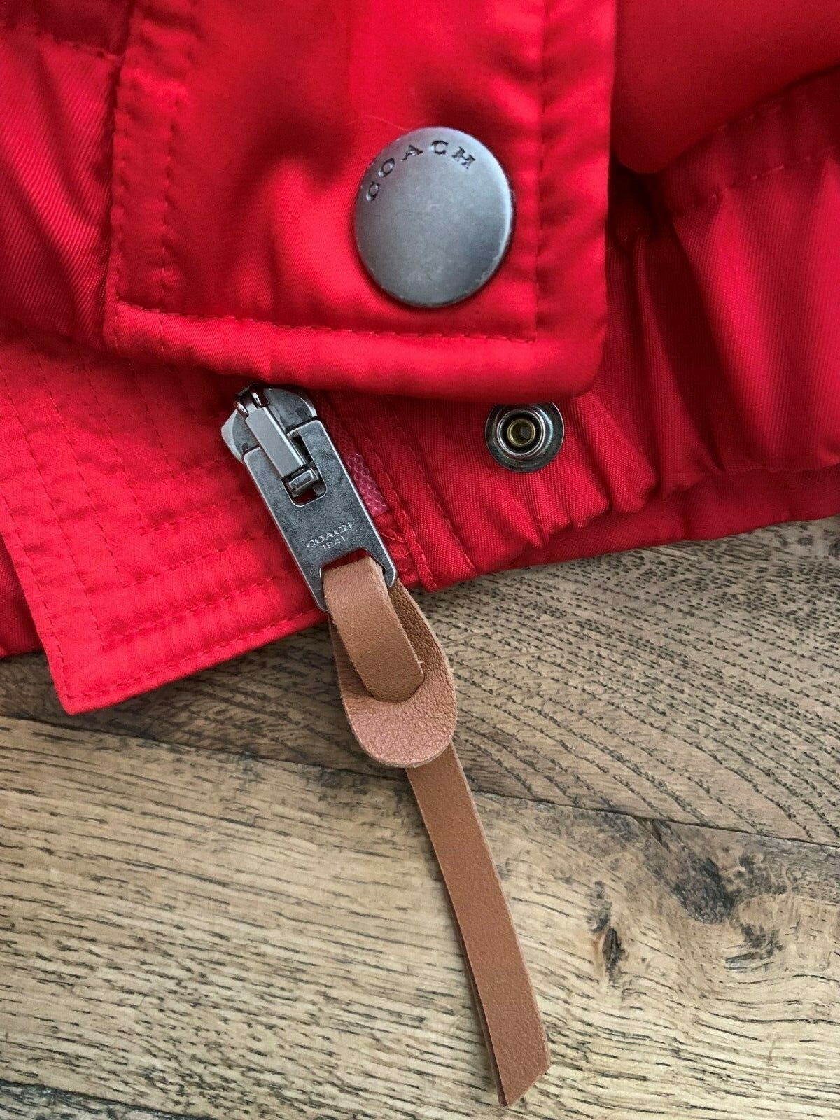 coach red puffer jacket