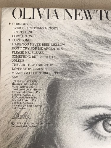 OLIVIA NEWTON-JOHN'S GREATEST HITS Volume 2 Vinyl LP 1977 OZ Interfusion VGC - Picture 10 of 10