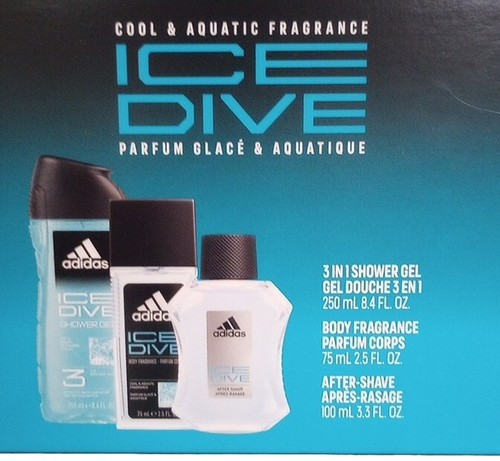 Adidas Ice Dive Gift Set Cool & Aquatic Shower Gel, Body Fragrance, After Shave - Picture 2 of 7