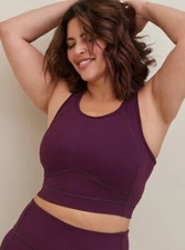 TORRID CURVE PERFORMANCE CORE SIZE 0 PURPLE LOW - IMPACT WIRELESS LONGLINE BRA
