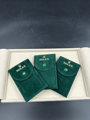 3 Rolex Green Velvet Travel/Service Pouch ref 4447844.8064. From