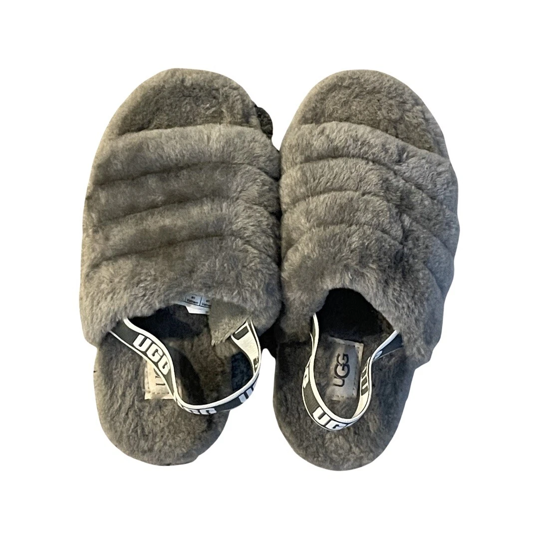 Sandali da bambina Ugg Fluff Yeah Slide grigi taglia 1 giovane