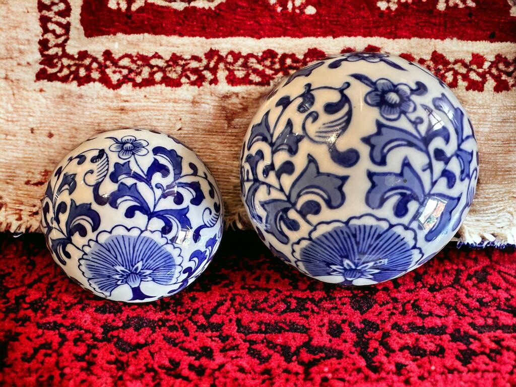 Antique Vintage Carpet Balls - Blue And White Ceramic | eBay