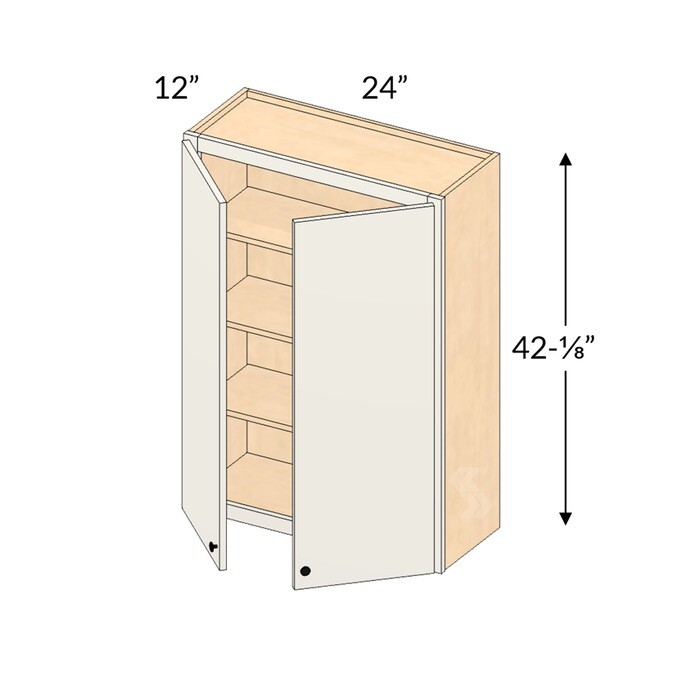 Kitchen Cabinet Aspen White Shaker 24x42" Double Door  3 Shelves (ASP-W2442)
