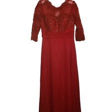JJ'S House Christmas Red Sequin Formal Mother Of The Bride Gown 28" Waist