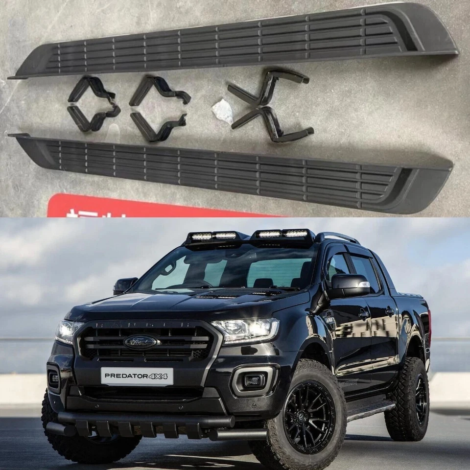 For Ford Ranger T6 Double Cab Running Boards All Black OE Style Steps 2012-2022 - Image 2 of 4