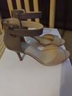 NINE WEST OPEN TOE HEELS SANDAL GREY & BEIGE Size 7.5 M. — photo 1