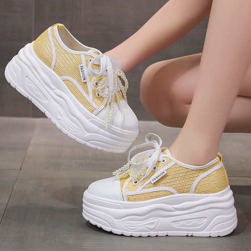 Zapatillas deportivas de moda con suela gruesa para mujer con cordones plataforma plana botas al tobillo zapatos informales - Imagen 5 de 20