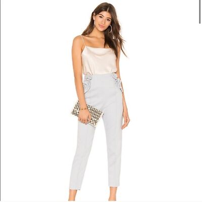 Elliatt Harmony Pintuck Ruffle Pocket High Waist Slim Straight Ankle Pants M