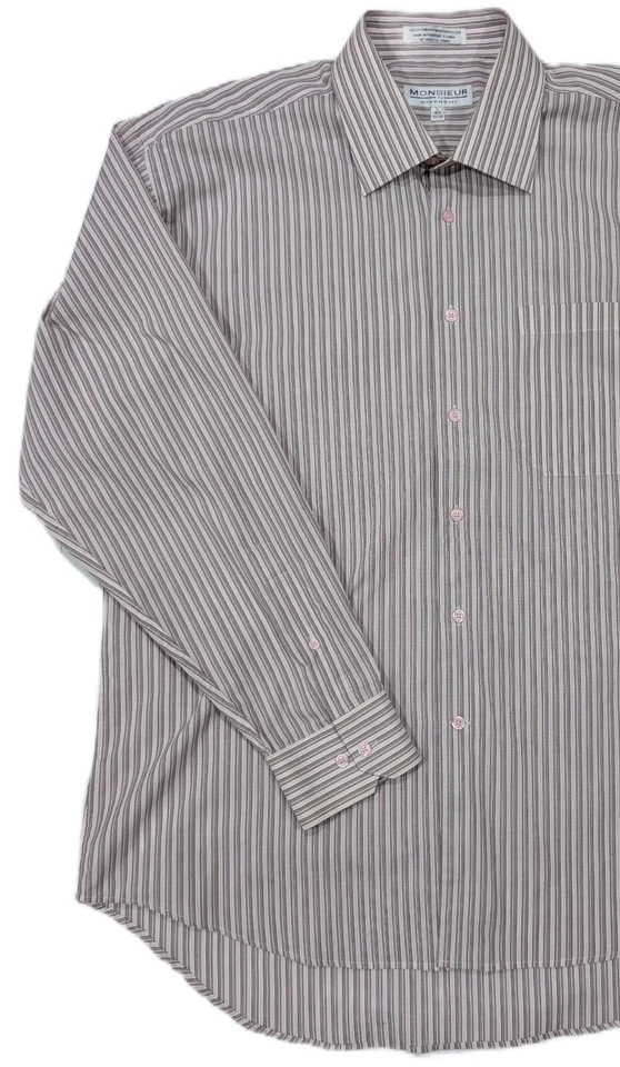 Givenchy Monsieur винтажный L/S платье рубашка в тонкую полоску лаванды/белый - большой 34/35 - Изображение 3 из 4